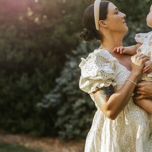 En Saison Cream Eyelet Mini Dress